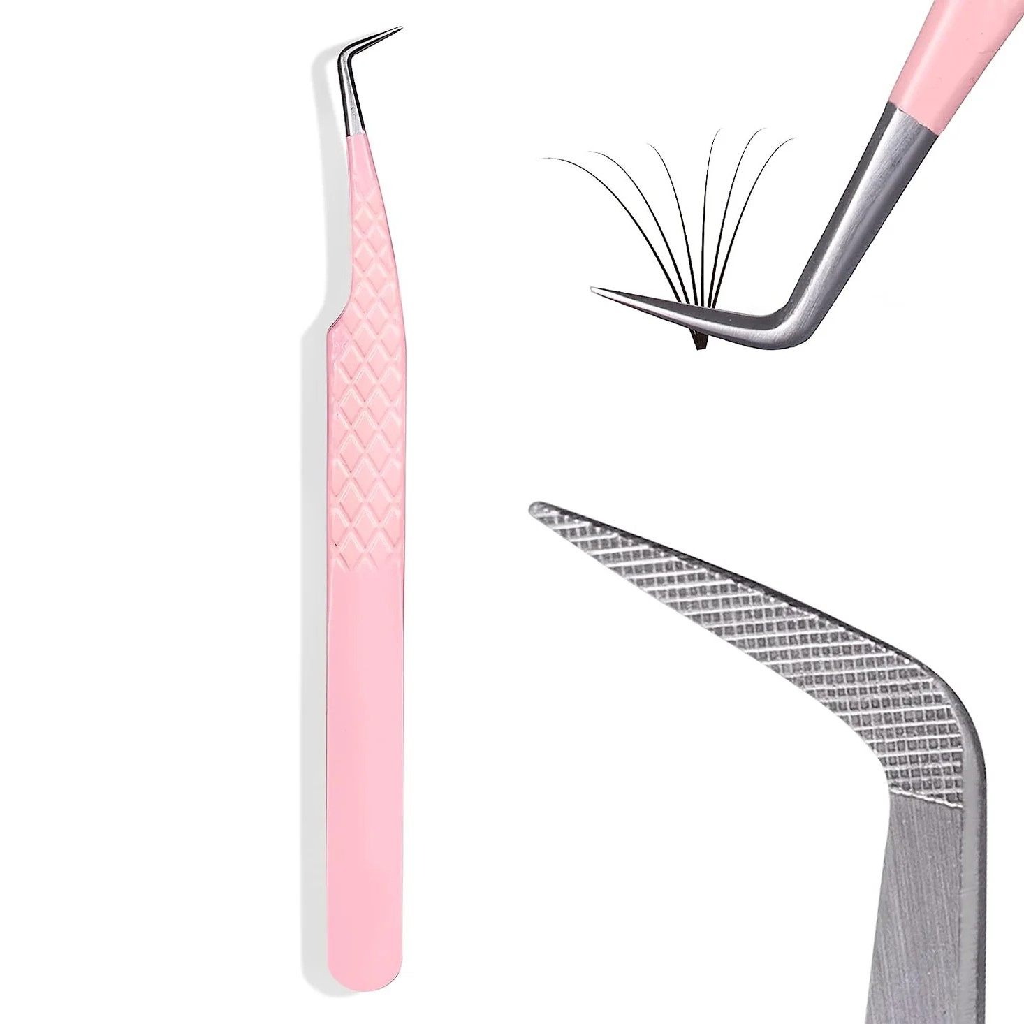 Pink Diamond Fiber Tip 90 degree Tweezers