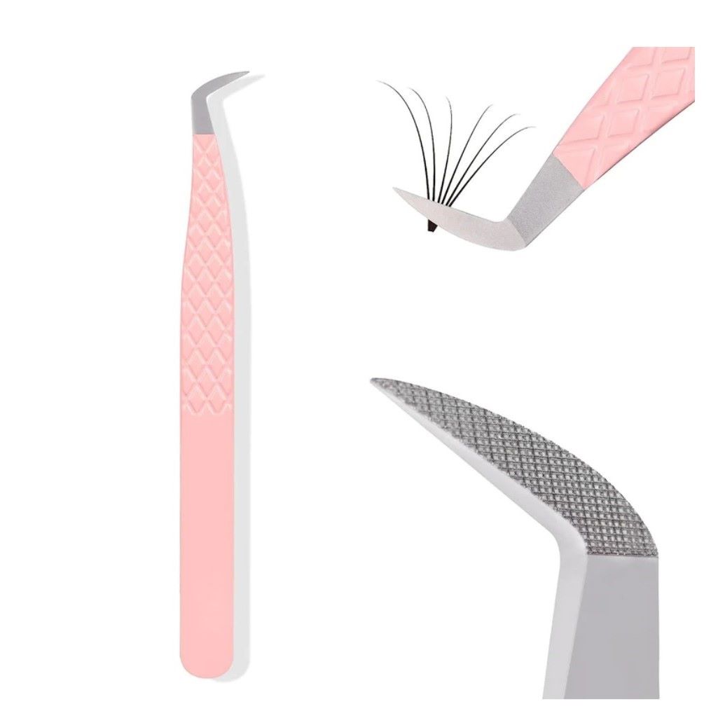 Pink Diamond Fiber Tip Boot Volume Tweezers